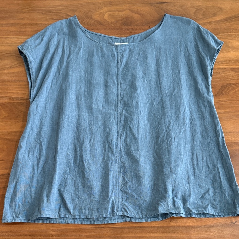 Mooshoplinen MOO European Linen Handmade ALICE tank top Dusty Blue Size Small - Picture 8 of 8